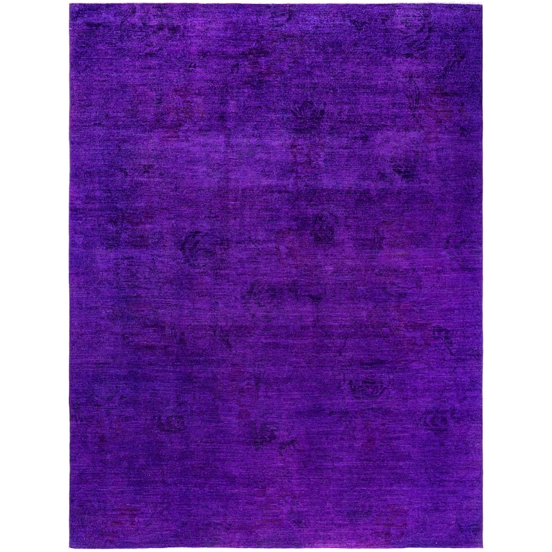 Overdyed One-of-a-Kind Hand-Knotted Area Rug - Purple - 8' 10" x 11' 10"