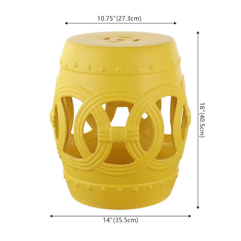 Lucky Coins 16" Chinese Ceramic Drum Garden Stool