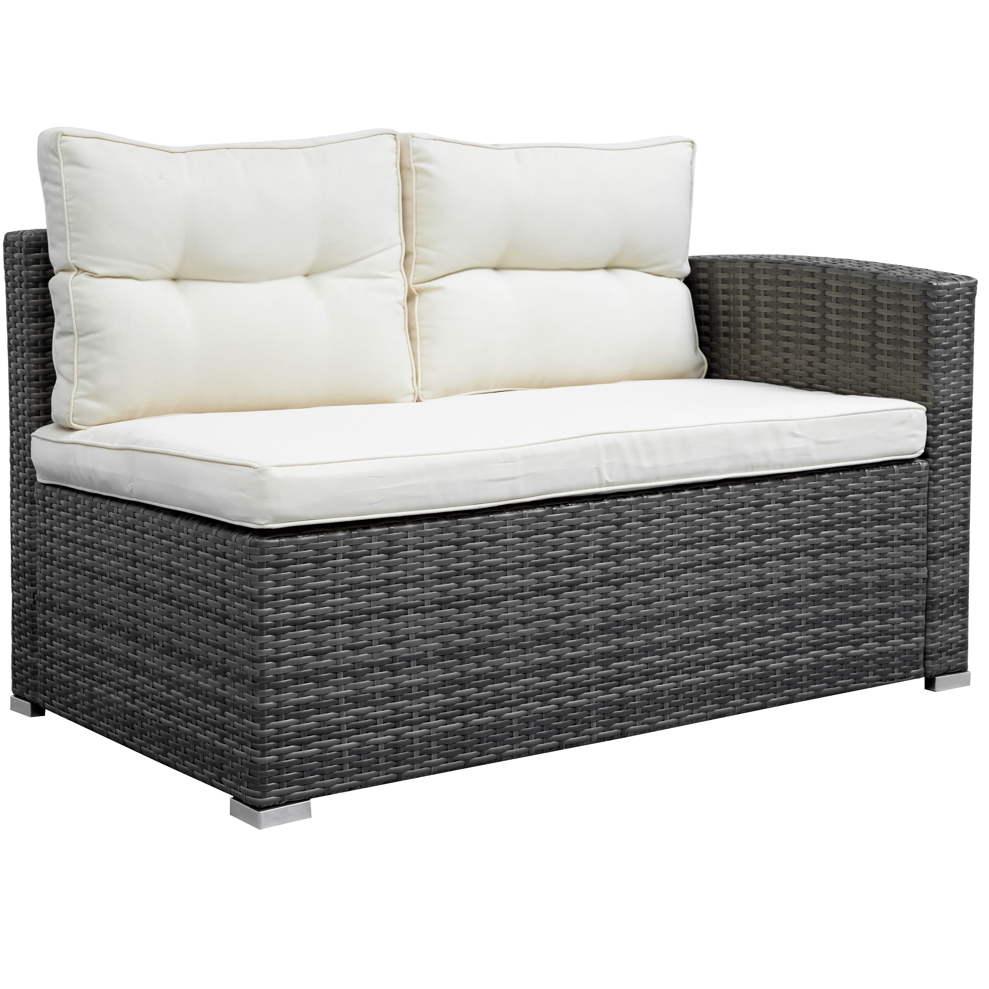 Outdoor Rattan 4-Piece Furniture Sofa Set with Large Storage Box