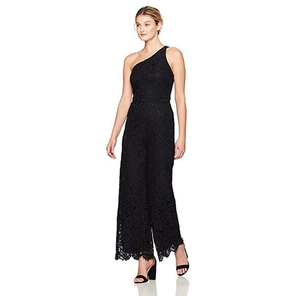 one shoulder lace jumpsuit