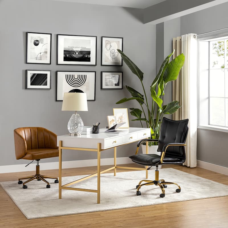 Zarina Modern Faux Leather Swivel Office Desk Chair with Height-adjustable by HULALA HOME