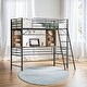 preview thumbnail 14 of 23, Twin Size Loft Bed with Desk and Shelf , Loft Bed with Ladder, White Black