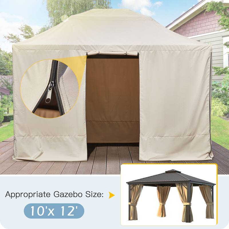 EROMMY Winter Gazebo Cover, Outdoor Cover for Hardtop Gazebos, Enclosed Cover with Sidewalls and Mesh Windows