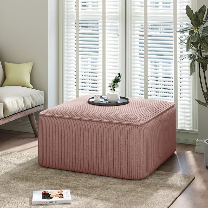 Christopher Knight Home - Yzabella Faux Leather Square Ottoman - Pink