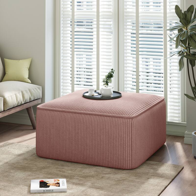 Roomfitters Square Upholstered Ottoman Coffee Table with Modern Low Profile Design