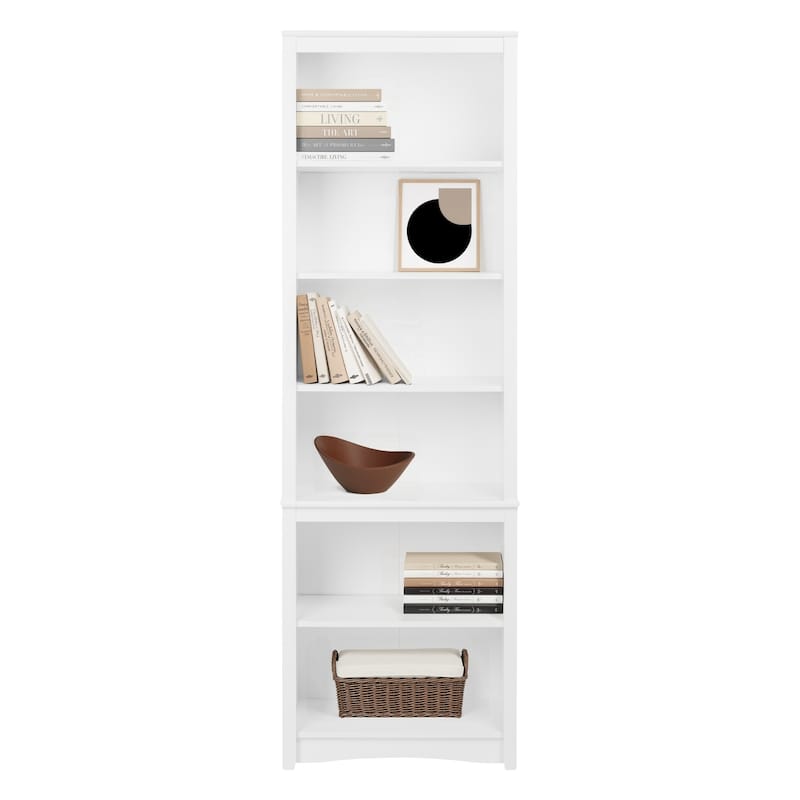 Prepac Tall 6-Shelf Bookcase - 26.25" W x 80" H x 14.5" D - White