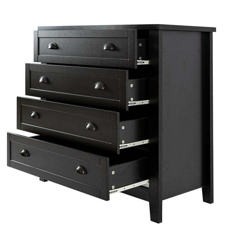 Modern Drawer Dresser with Solid Wood Frame and Retro Shell Handle
