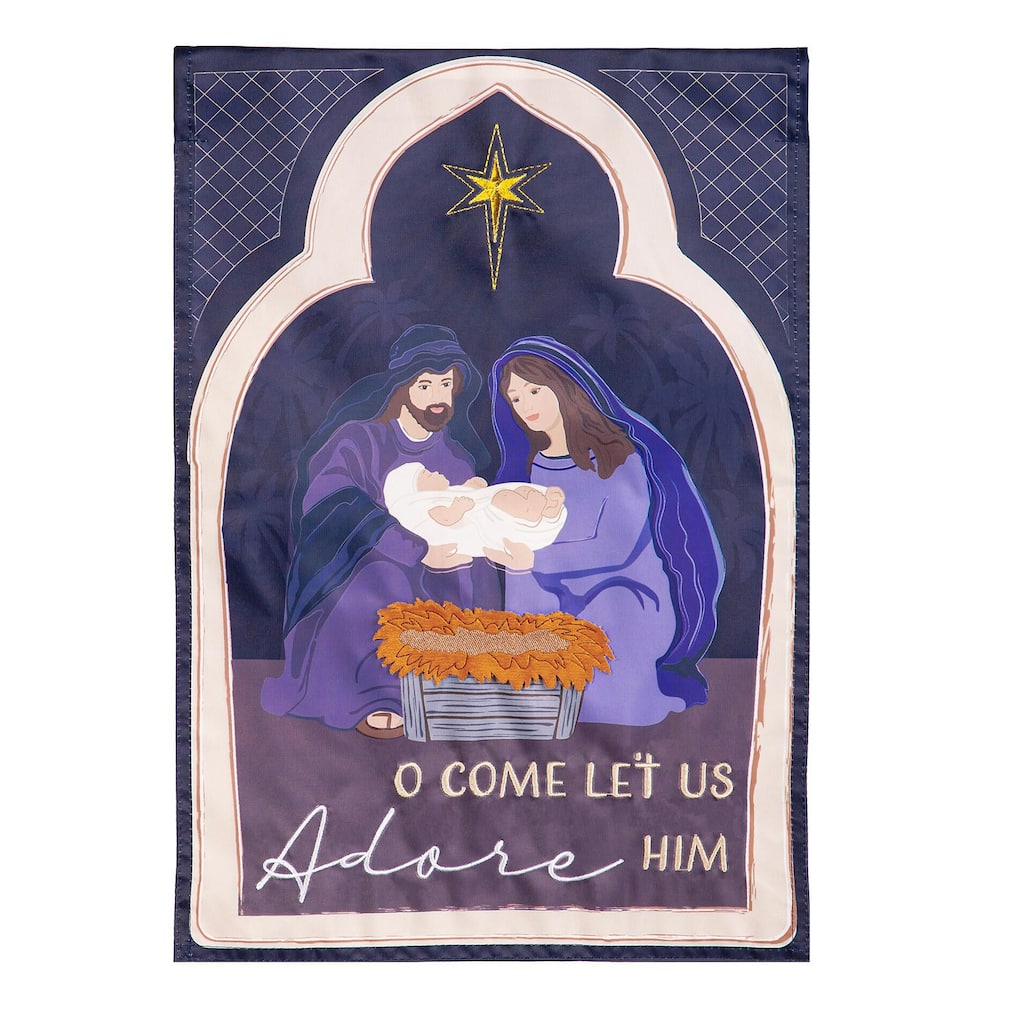 28 in. x 44 in. Come Let Us Adore Him Applique House Flag - Multicolor - 28 in x 44 in