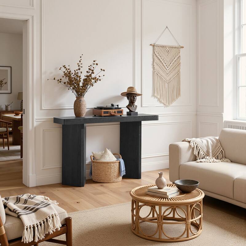50" Modern Console Table Entryway Sofa Table with Solid Wood Veneer - 49.21"L x 13.78"W x 30.31"H