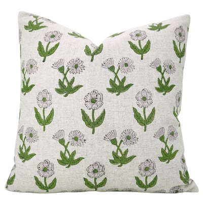 Fabdivine Handcrafted Floral Pillow Cover for Rustic Home Couch or Chair Purple Viscsoe Linen Rectangle 14x20 Inch, Kirti