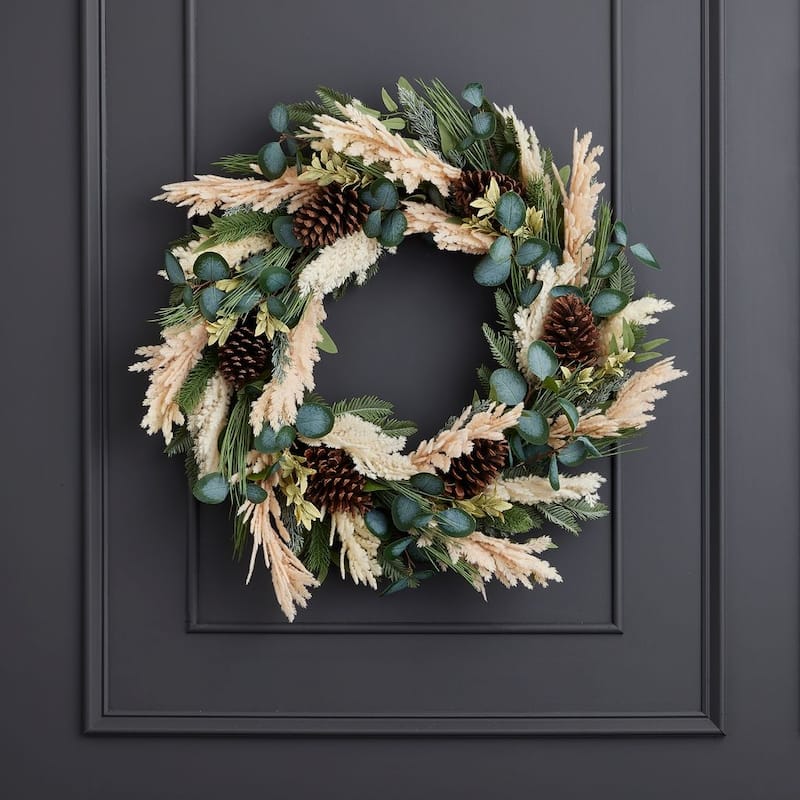 30 inch Eucalyptus, Pampas and Pinecone Wreath