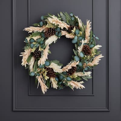 30 inch Eucalyptus, Pampas and Pinecone Wreath