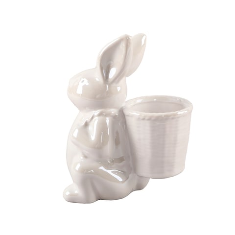 7" Ceramic Bunny Basket Vase
