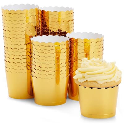 60-Pack Gold Mini Scalloped Cupcake Liners