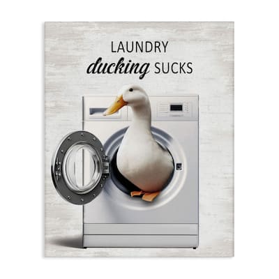 Stupell Funny Laundry & Duck Canvas Wall Art Design By Lettered and Lined