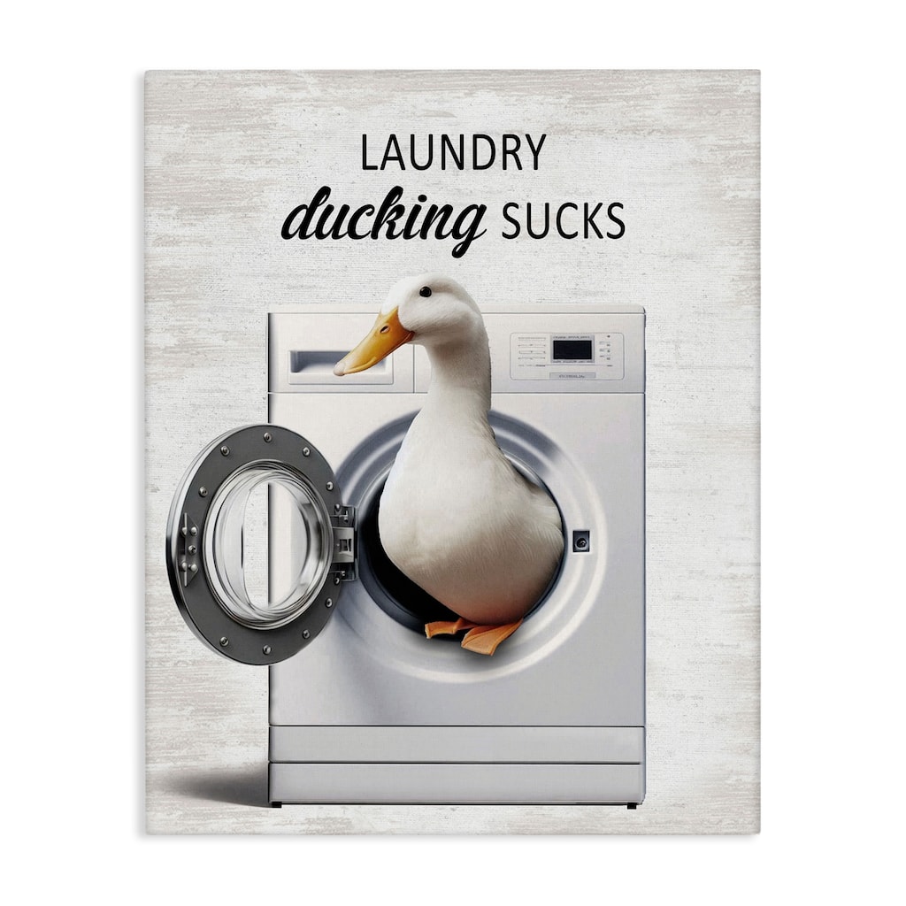 Stupell Funny Laundry & Duck Canvas Wall Art Design By Lettered and Lined
