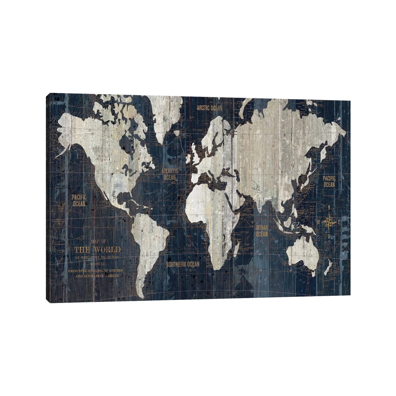 iCanvas "Old World Map Blue" by Wild Apple Portfolio Canvas Print