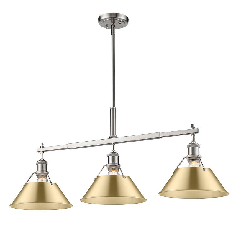 Yep by Golden Lighting Orwell 3-light Island Light in Pewter and Brushed Champagne Brass shade - Silver