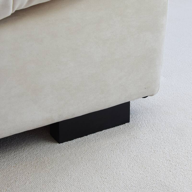 105'' Modern Section Sofa with Arms Velvet Fabric Sofa For Living Room