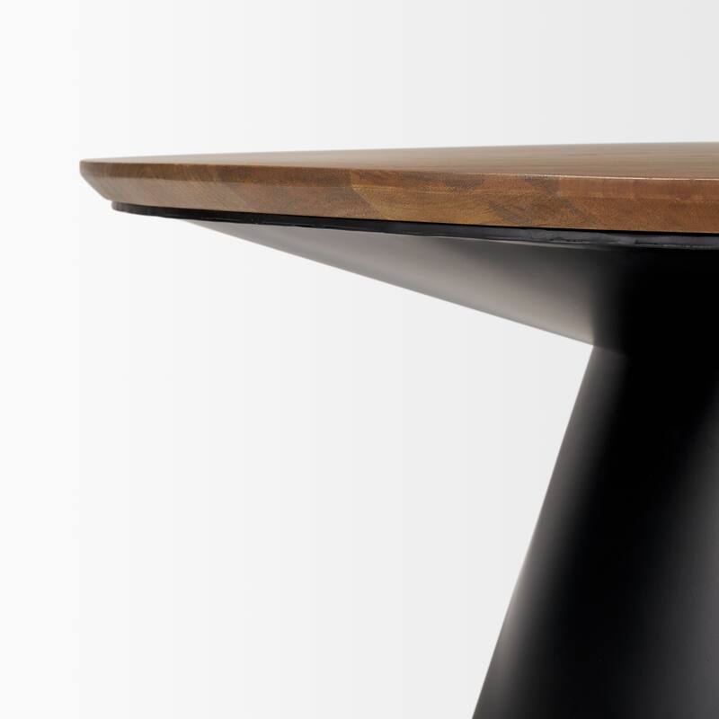 Mitchell Solid Wood Top with Black Cast Iron Base Round Coffee Table