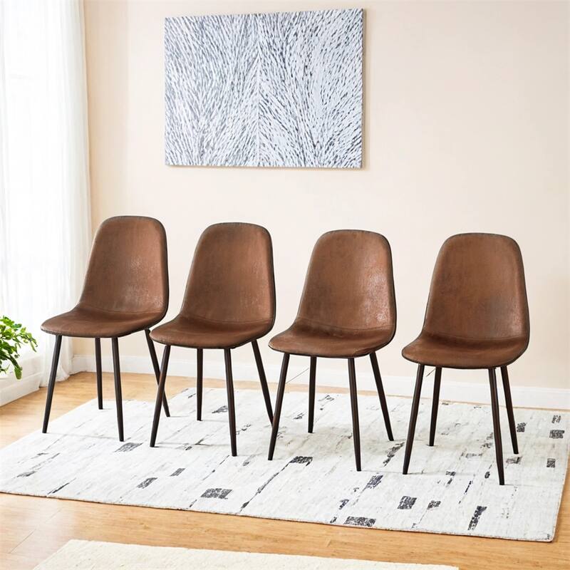 Dining Chairs,Suede Backrest and Metal Legs Combined Chairs,4 PCS