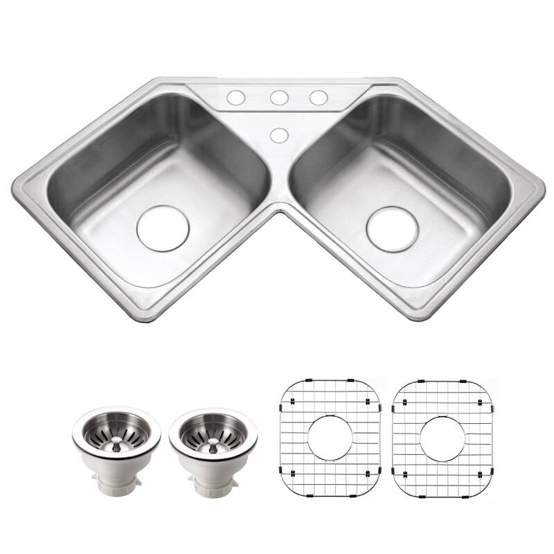 Houzer LCR-3221-C Legend 31-7/8" Drop In Double Basin Stainless Steel - Stainless Steel - Stainless Steel