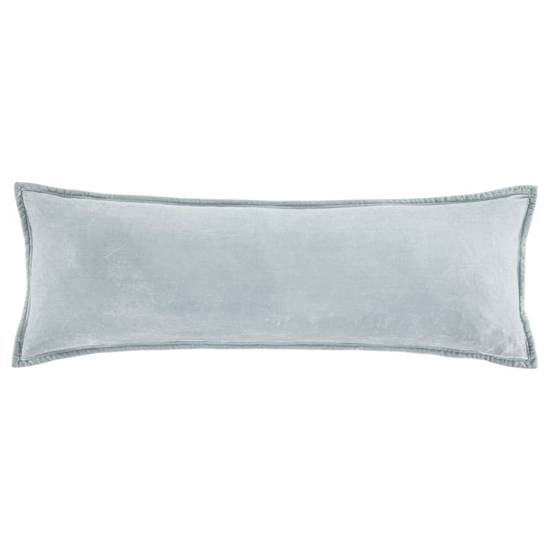 HiEnd Accents Stella Faux Silk Velvet Romantic Western Long Lumbar Pillow, 14"x42" - Icy Blue