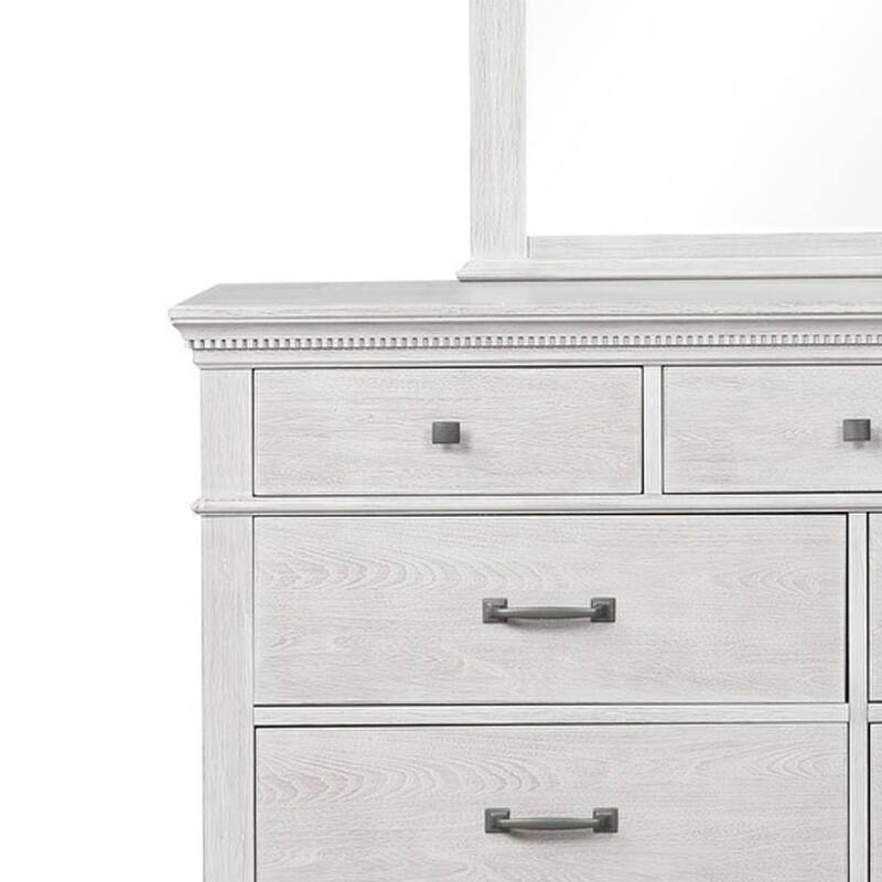 Leyne Wide Dresser, 7 Drawers, Farmhouse Weathered Gray Solid Wood