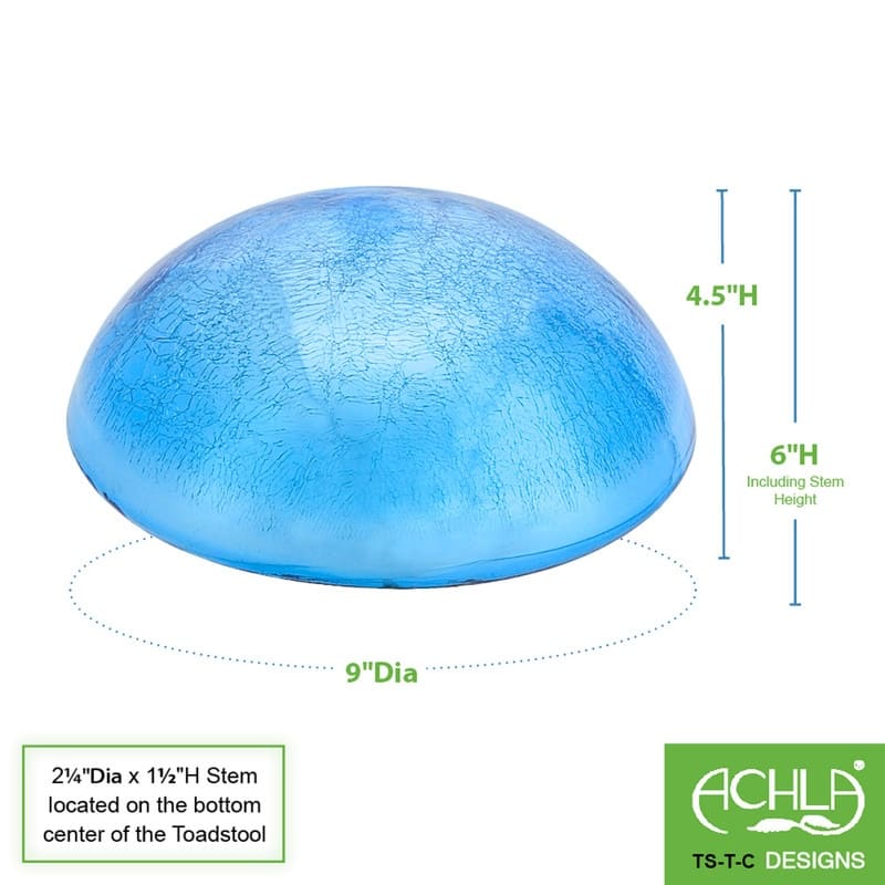 Achla Designs Glass Toadstool Gazing Globe Ball, 9 Inch Diameter