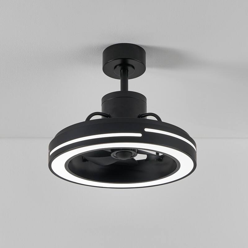 KAWOTI 18.97" Modern Black Integrated LED Fandelier