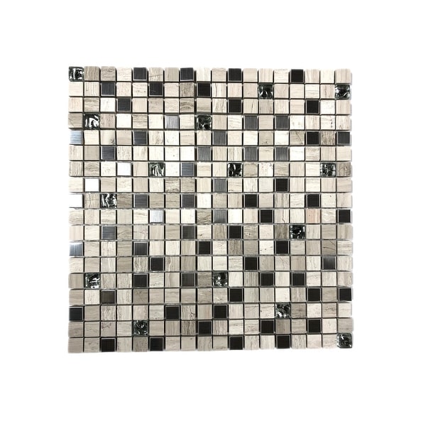 Miseno MT-WHSPRE5858-PL Premium Linear - 5/8" Square Wall Mosaic Tile - Varied Glass and Stone Visual - White