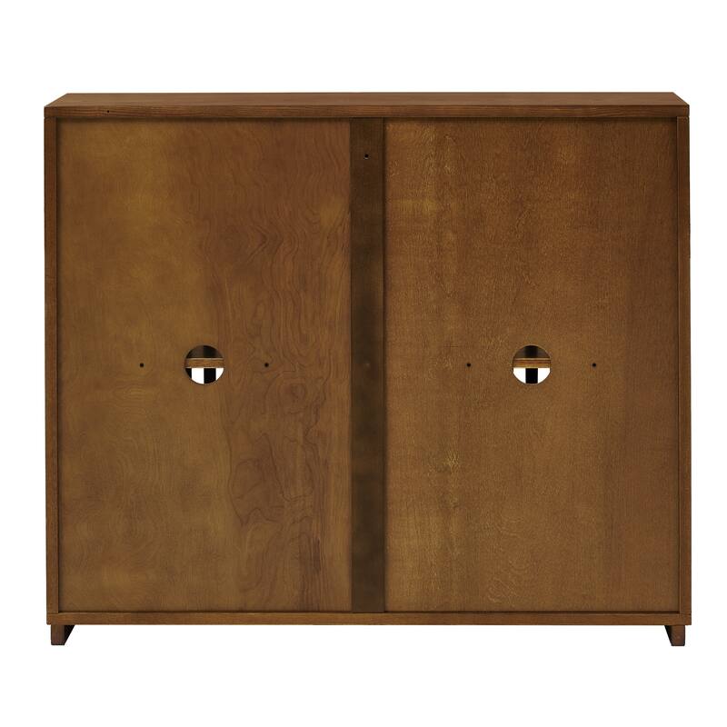 Roomfitters Sideboard Cabinet, Fluted Walnut Storage Console, Vintage Mid Century Buffet Cabinet