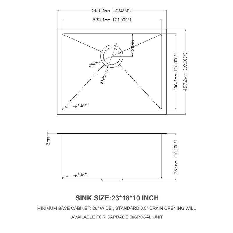 Farmhouse Undermount Stainless Steel Kitchen Sink in Matte Black - 23-in L x 18-in W x 10-in H
