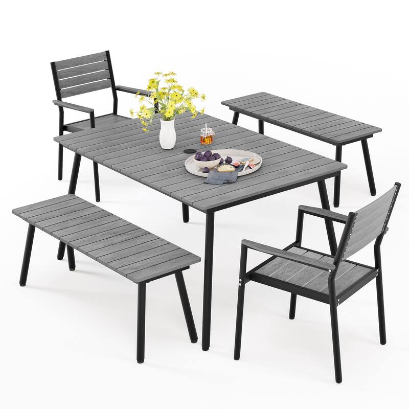 Outdoor 3/5/6-Piece Furniture Patio Dining Set with Rectangular Table
