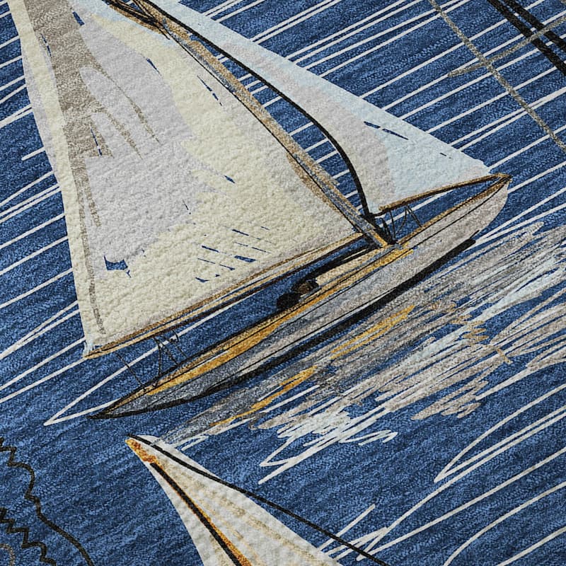 Premium Washable Super Soft Sailboat Marina Mayfield Rug