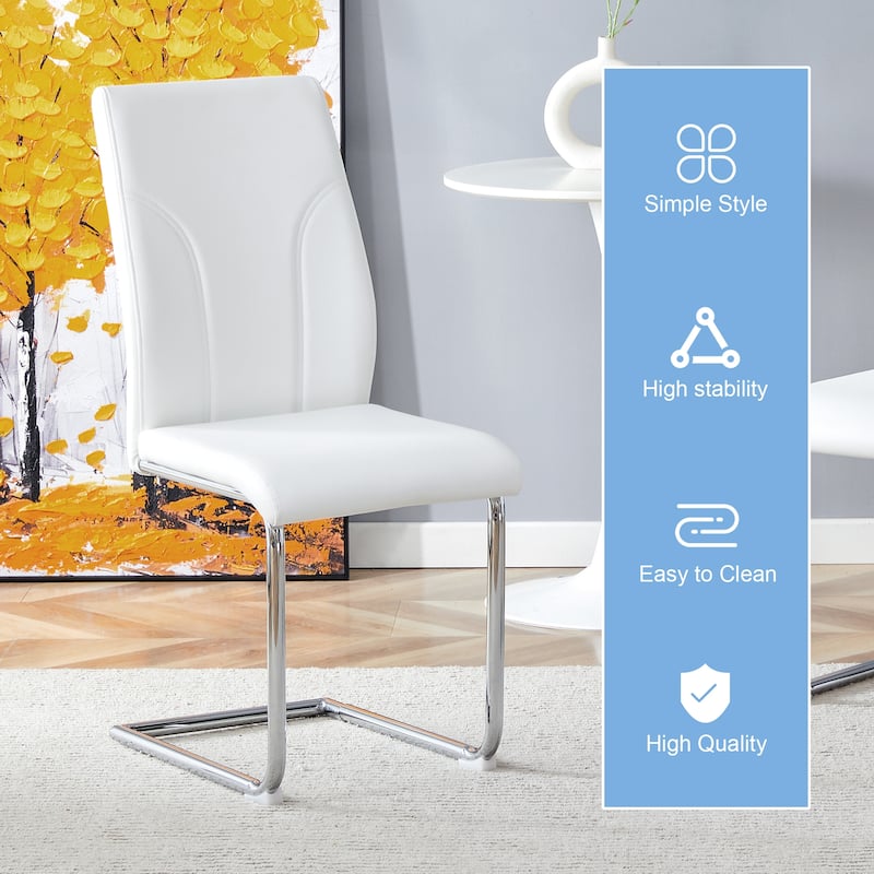 Roomfitters PU Dining Chairs with High Backrest and Sturdy Legs, Set of 4 for Kitchen or Dining Room Use