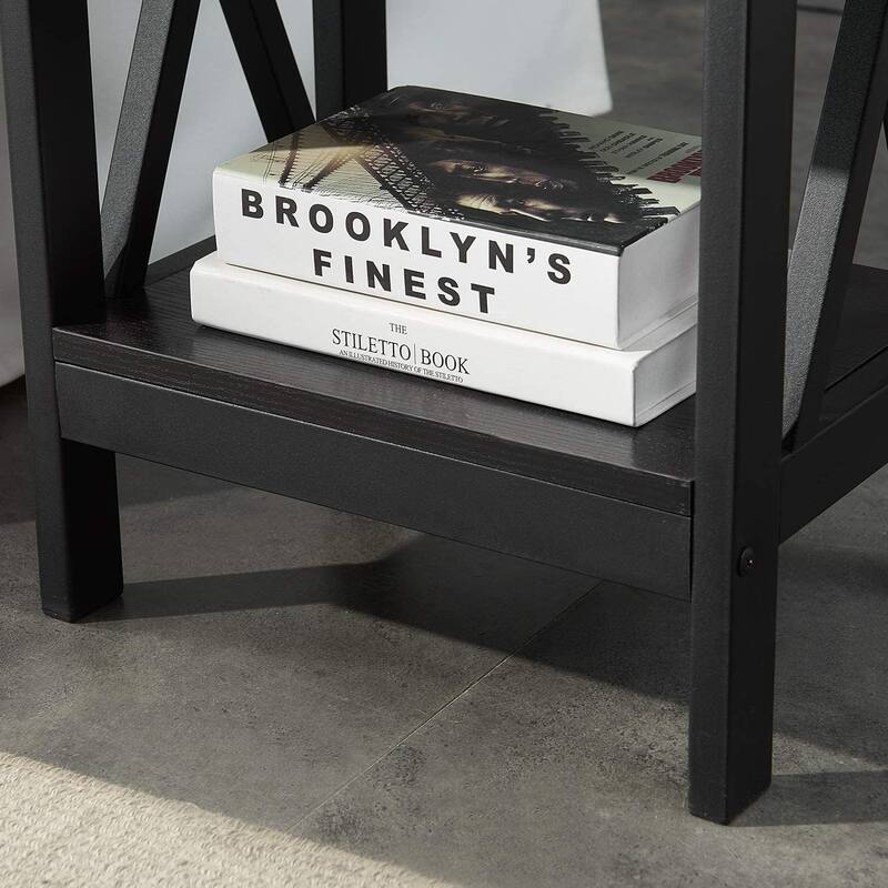 VECELO Modern Nightstand with 3-tier Storage Shelves