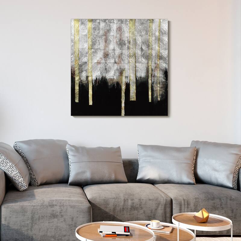 Treeline Abstract Wall Art Printed on Tempered Glass & Silver Leaf