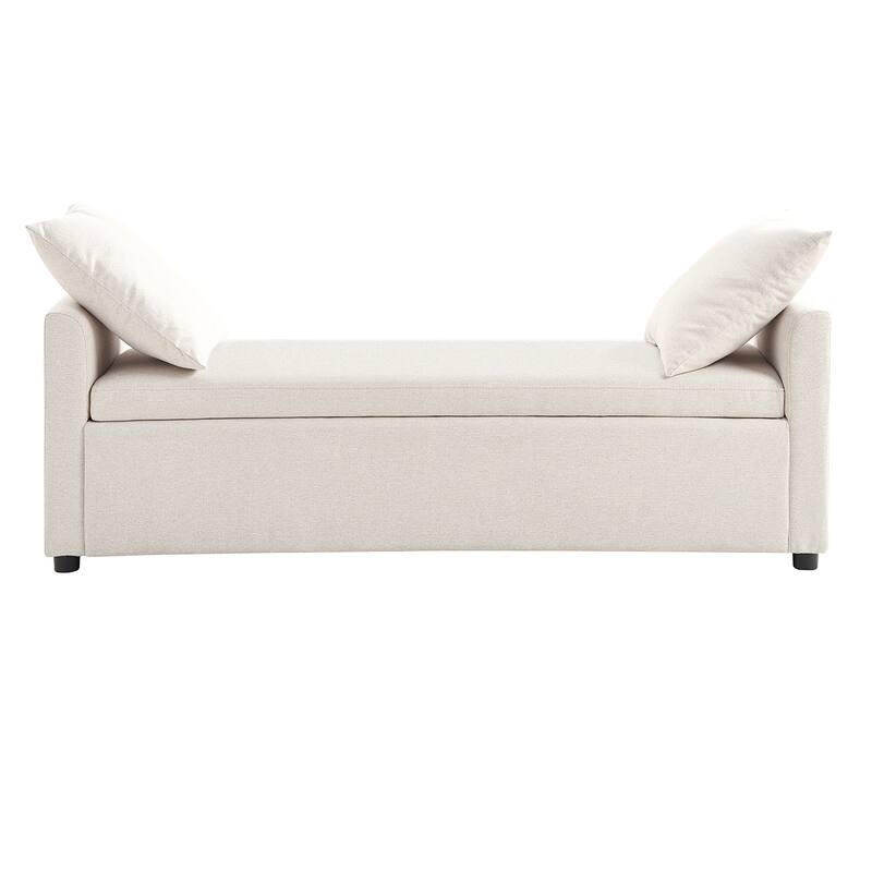 Franco Modern Upholstered Storage Bench with Two Throw Pillows and Thick Padded Cushion