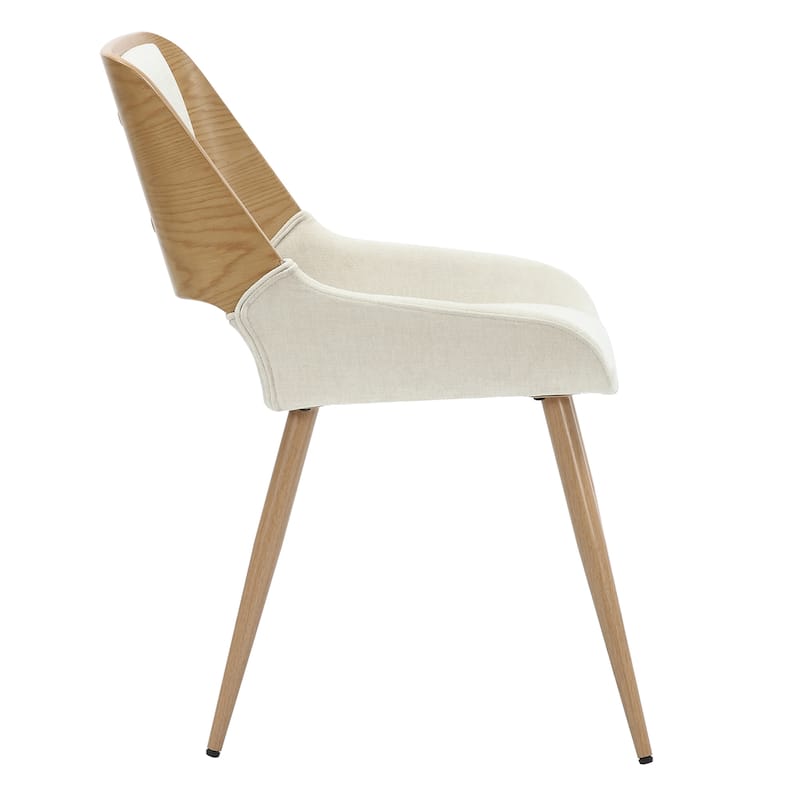 Mid-Century Modern Fabric, Metal and Wood Dining Chair Set of 4 - Beige and Natural