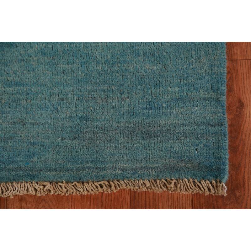 Blue Gabbeh Oriental Accent Rug Hand-Knotted Wool Carpet - 2'8" x 4'0"