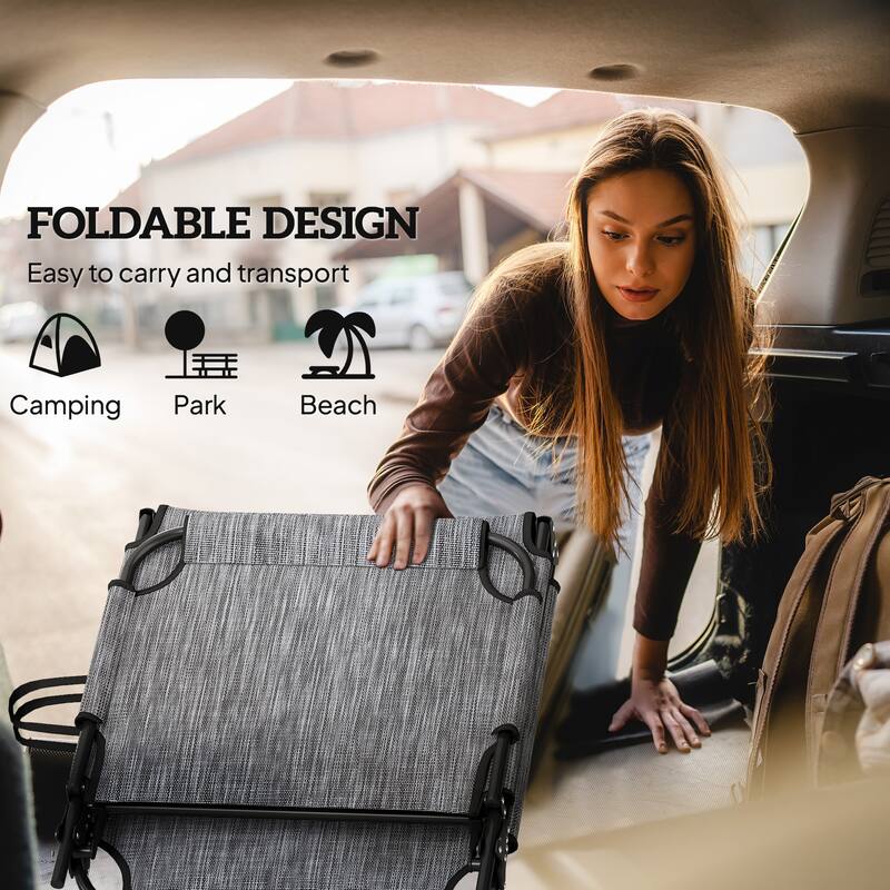 Outdoor Foldable Sun Lounger Chair with Adjustable Backrest and Cushioned Seat for Pool Side - 26.75" W x 74.5" D x 11.75" H