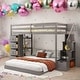 preview thumbnail 1 of 7, Multifunctional Twin Over Full Bunk Bed With 3-layer Shelves,Drawers And Storage Stairs,Solid Construction For Bedroom Grey