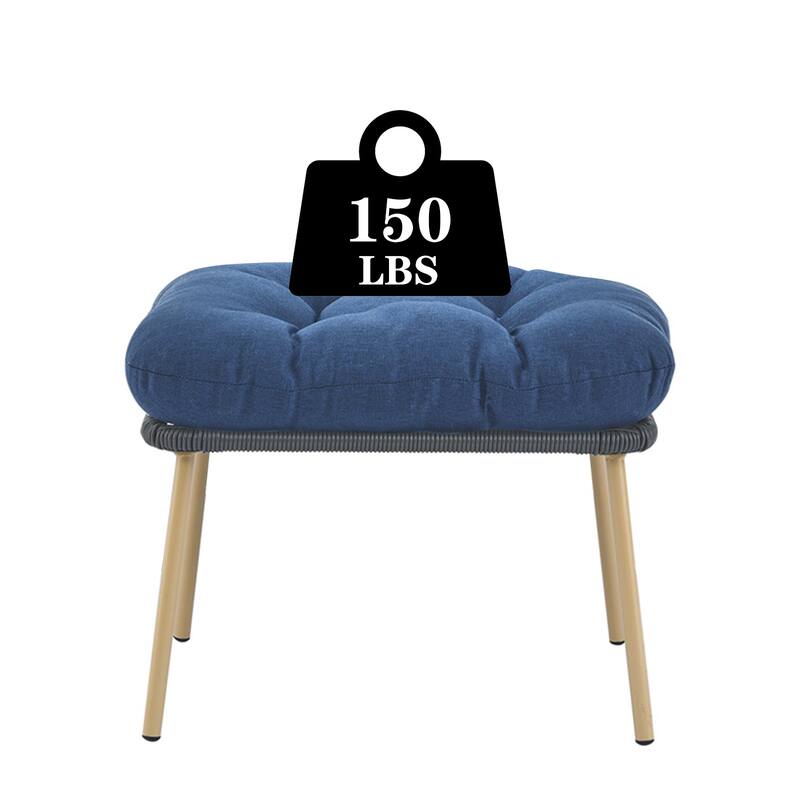 Outdoor Egg Chair with Ottoman with Stand and Cushion
