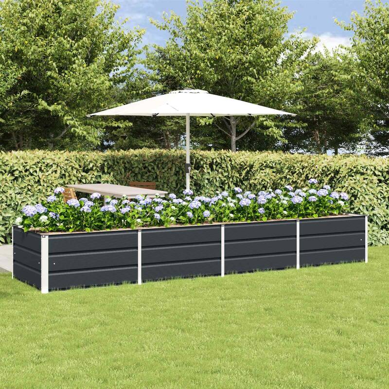 vidaXL Planter in Steel - 62.99 x 31.50 x 17.72 - Black - 125.98 x 31.50 x 17.72 in