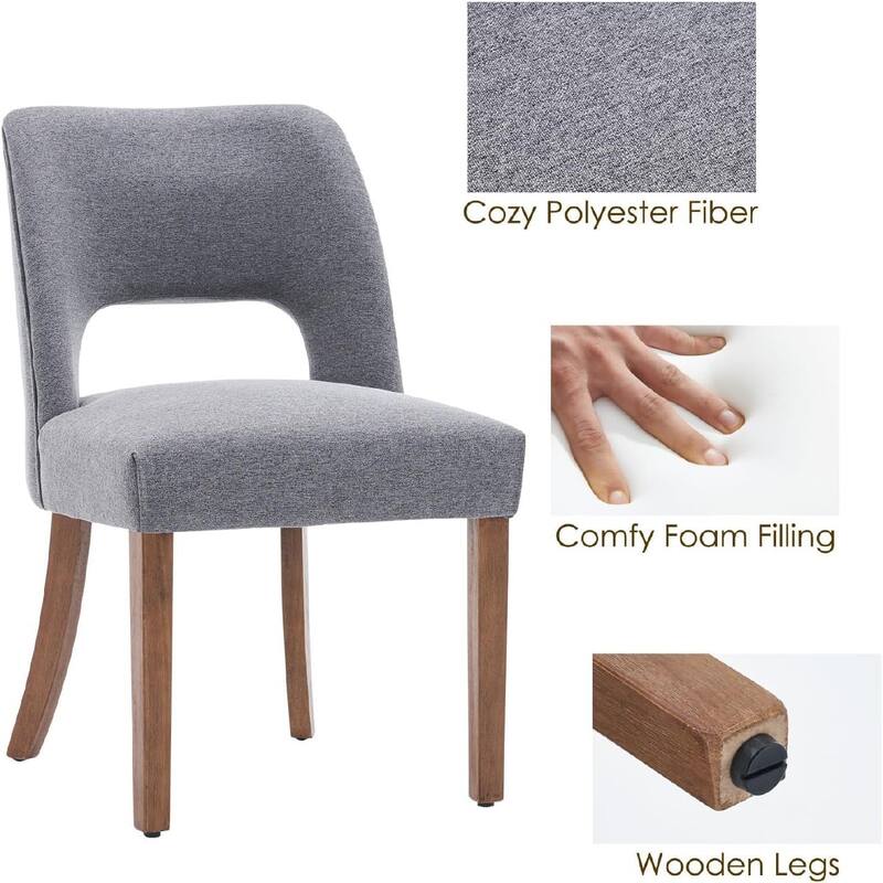 Dining Chairs Set of 2/4/6,Fabric Upholstered Kitchen Chairs with Wood Legs