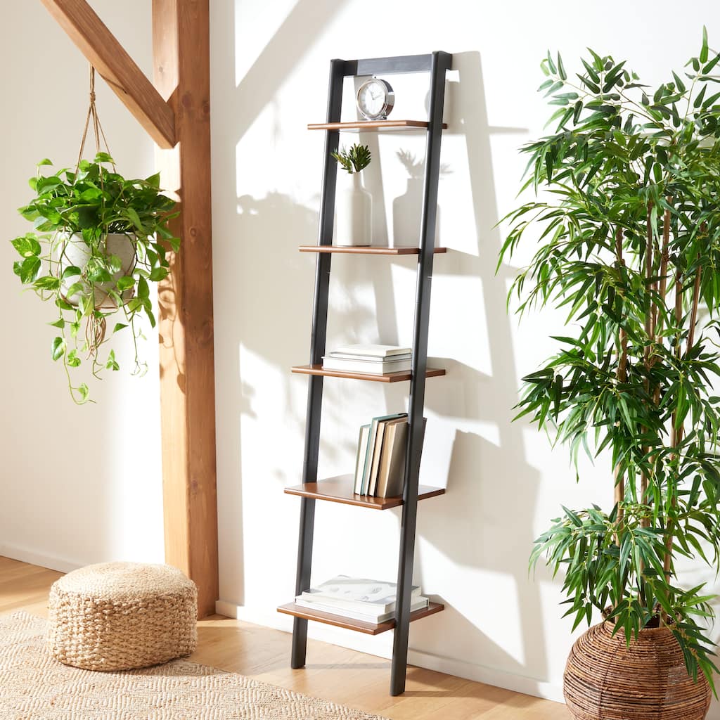 SAFAVIEH Viorela 5-Tier Leaning Etagere Bookcase - 16.9" W x 14" L x 76" H - 17Wx14Dx76H