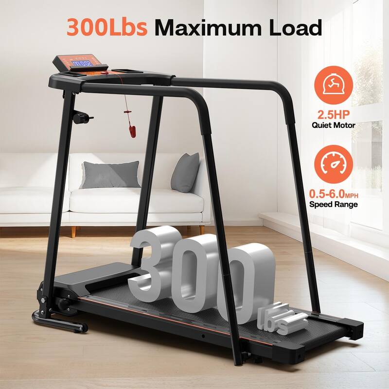 Walking Treadmills for Home, Extended Handrails for Recovery Fitness, Portable Foldable Treadmill