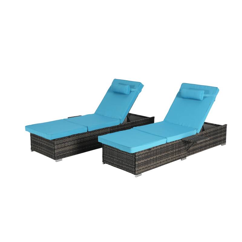 Outdoor 5 Adjustable Chaise Lounge Set with Side Table and Pool Lounge Chairs