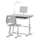 preview thumbnail 10 of 8, Kids Desk and Chair Set, Height Adjustable School Study Table and Chair, Student Writing Desk with Tilt Desktop - Grey